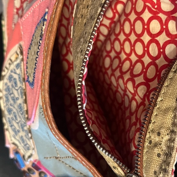 Fossil cotton canvas Boho flower bag/embellished w/beads-GUC-stains on bottom - Picture 8 of 8